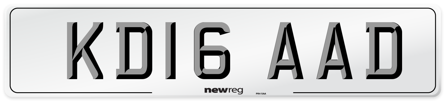 KD16 AAD Number Plate from New Reg